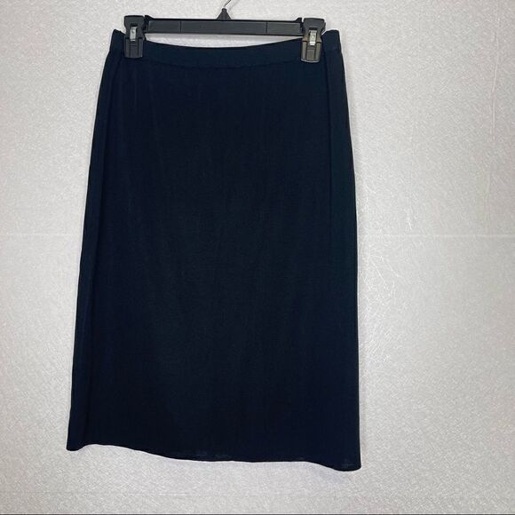 𝅺MING Wang Knit Below the Knee Straight Skirt Black Petite S - Picture 2 of 6